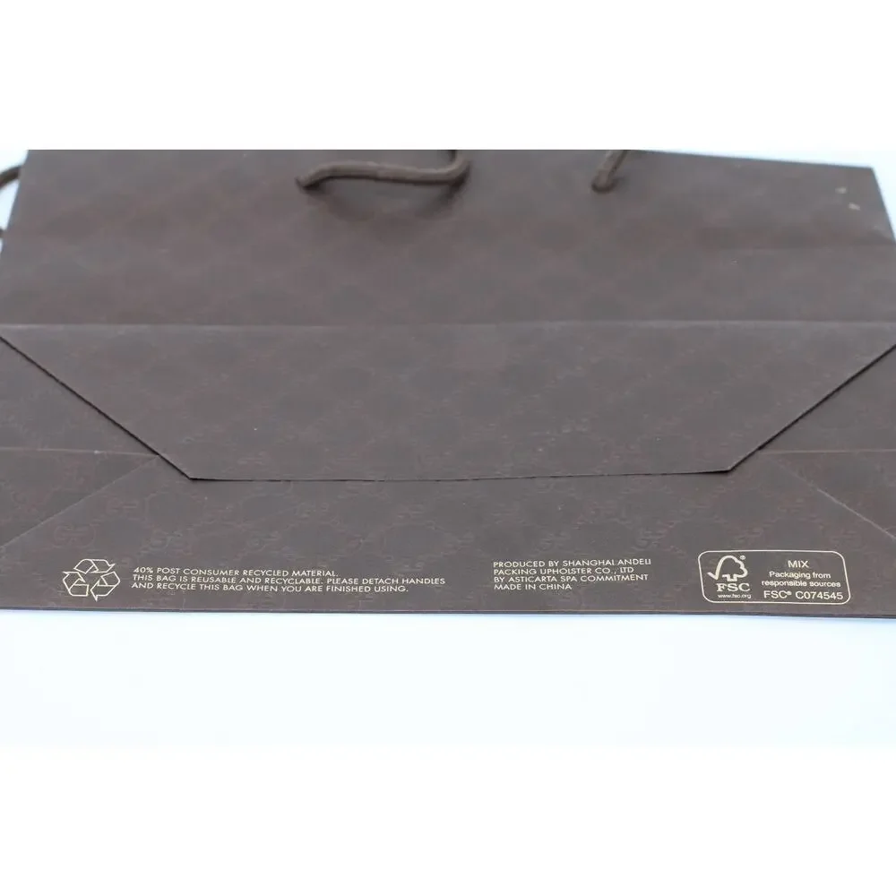 A0 Auth GUCCI Brown Logo Shopping Tote Bag Empty Paper Gift Bag 15